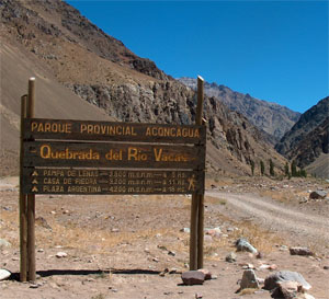 Park sign into the Vacus Valley