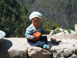 Child near a teahouse in the Khumbu from C3