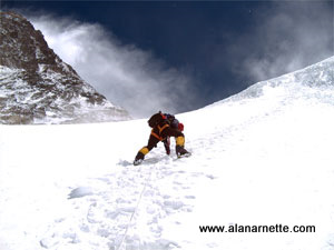 Fixing rope on the Lhotse Face