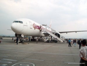 Arriving in Kathmandhu from Bangkok on Thai TG 319